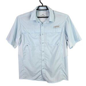 Mens Realtree Light Blue Fishing Shirt Button Up Short Sleeve Polyester Size M